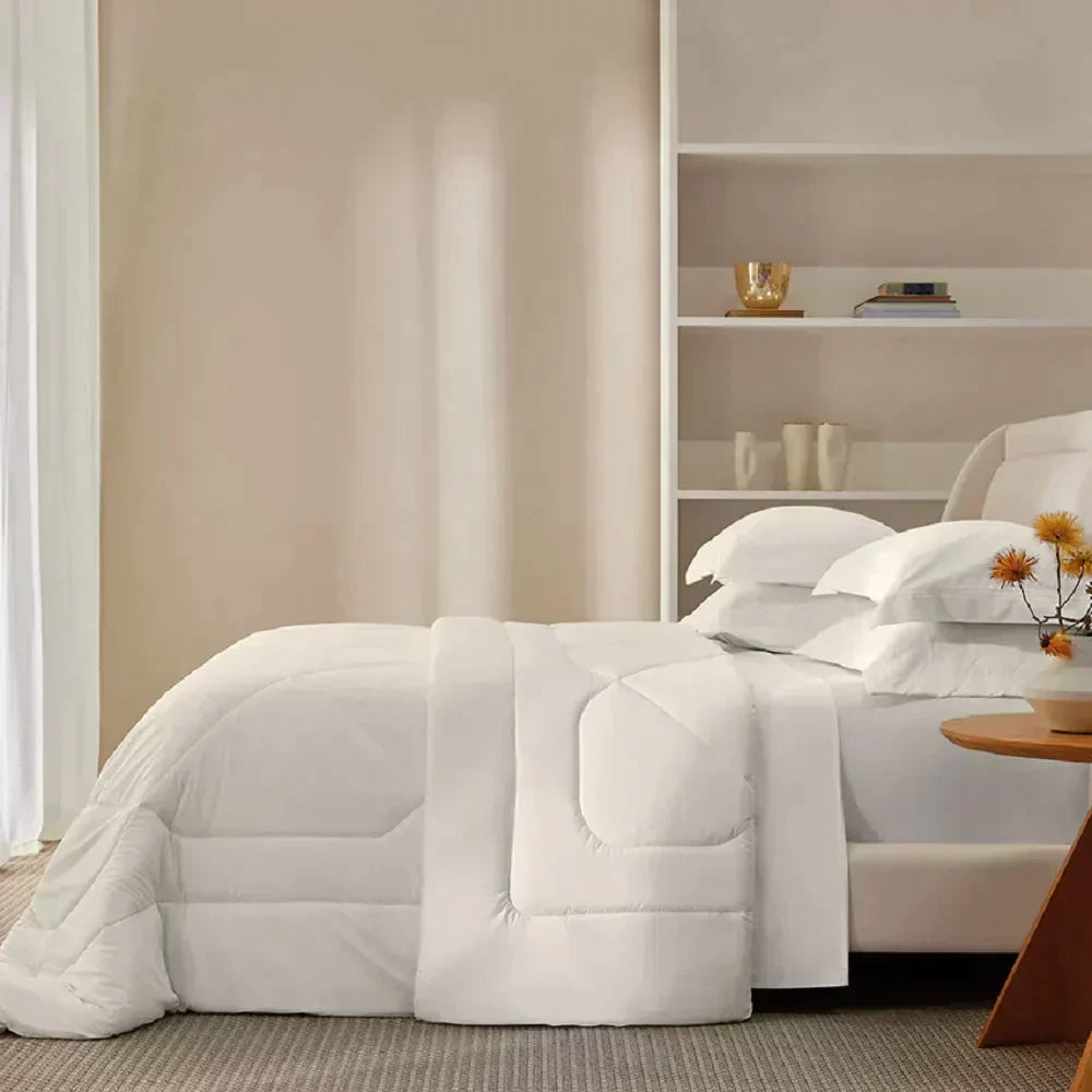 Bedding Kit 1000 Thread Thread Satin 100% Egyptian Cotton Mirtina White/Legno - Sheets + Pillowcases + Duvet