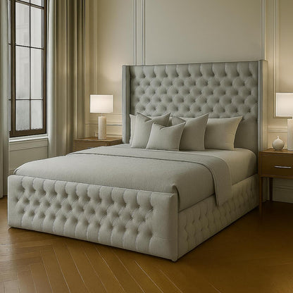 🛏️ Atomic Sleep™️ Luxury Chesterfield Wingback Bed — King Size with Gas Lift Storage